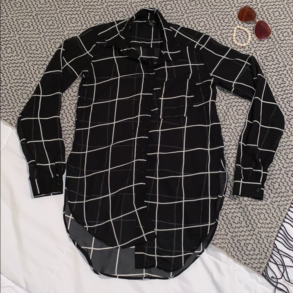 Long sleeve see through button up